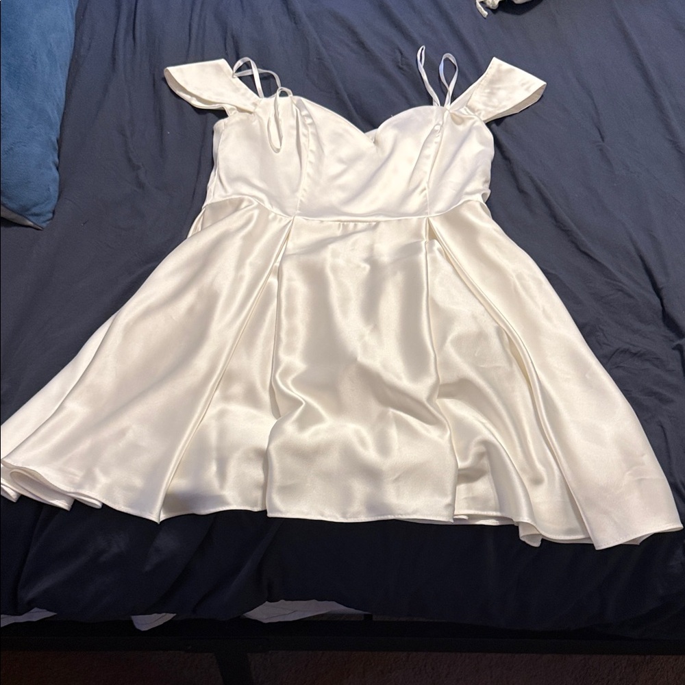 Elegant White Satin Dress